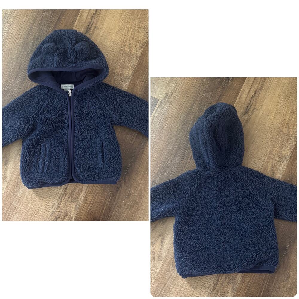 Ralph Lauren Fleece, Teddy Bear Ear Jacket in Navy